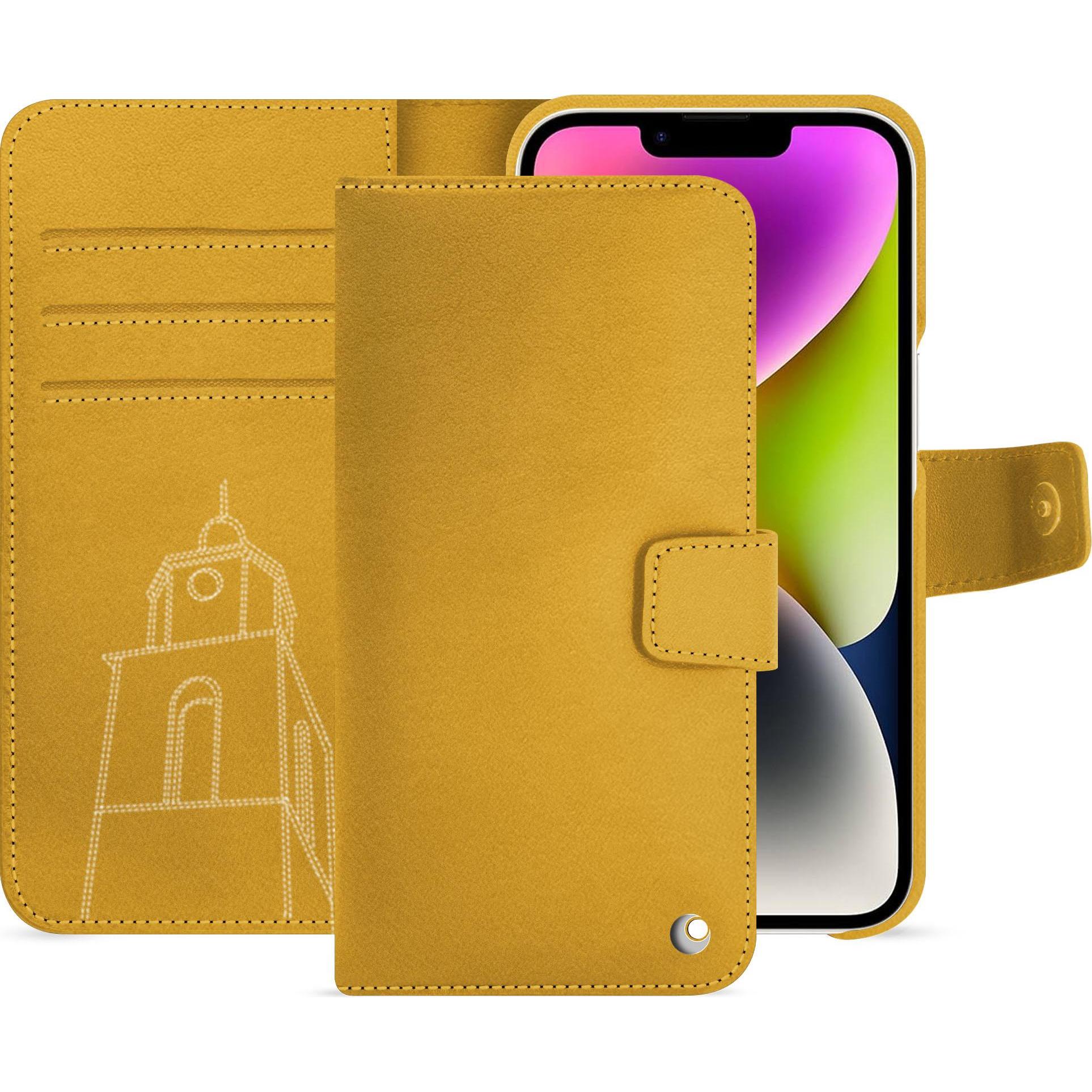 Noreve Lederschutzhülle Apple iPhone 15 Plus (Apple iPhone 15 Plus), Smartphone Hülle, Orange