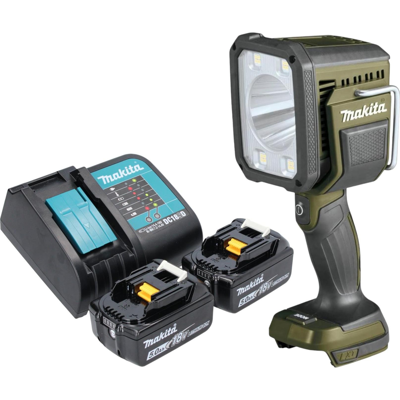 Makita, Arbeitsleuchte, DML 812 ST Akku Handstrahler 18 V 1250 lm LED Olive Grün Outdoor Adventure Sonderedition + (1250...