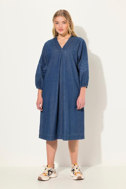 Immagine prodotto Laurasøn Abito midi di jeans con scollo a V e maniche a 3/4 (M)
