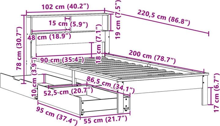 Produktbild vidaXL Bettgestell (90 x 200 cm)