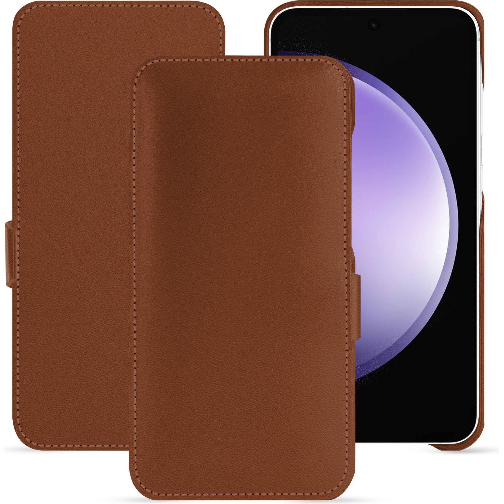 Noreve Lederschutzhülle horizontal (Samsung Galaxy S23 FE), Smartphone Hülle, Braun
