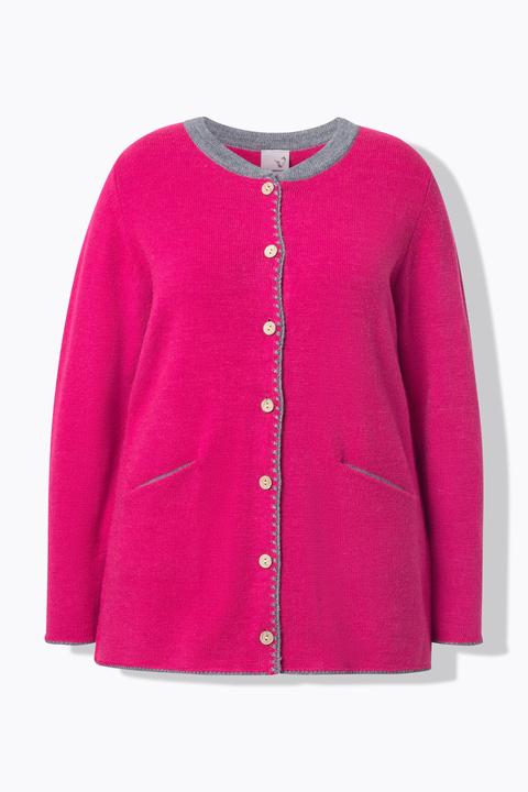 Actual product image Ulla Popken Traditional Button Front Long Sleeve Cardigan (42)