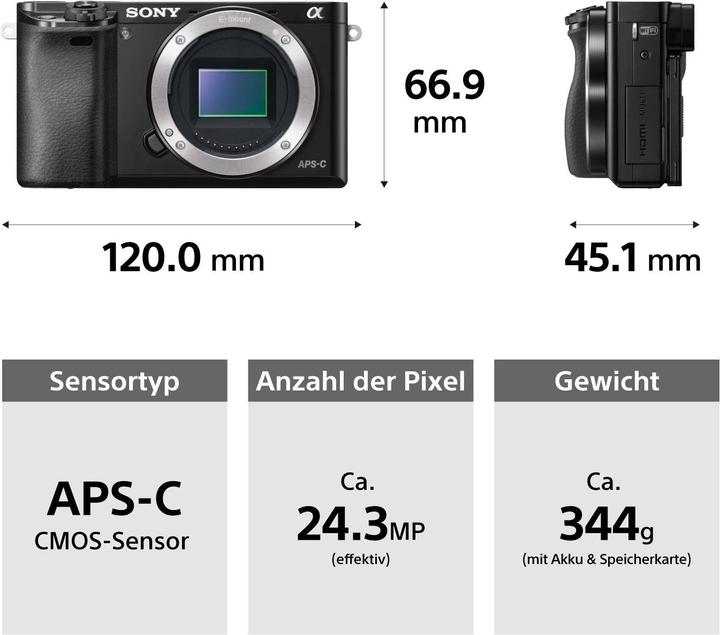 Actual product image Sony Alpha 6000 (24 Mpx, APS-C / DX)