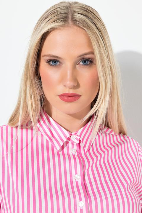 Immagine prodotto Ulla Popken Blusa elasticizzata con righe, collo da camicia e maniche lunghe (42, 44)