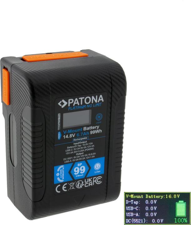 Actual product image Patona Platinum V-Mount BP-99W (Camera battery)
