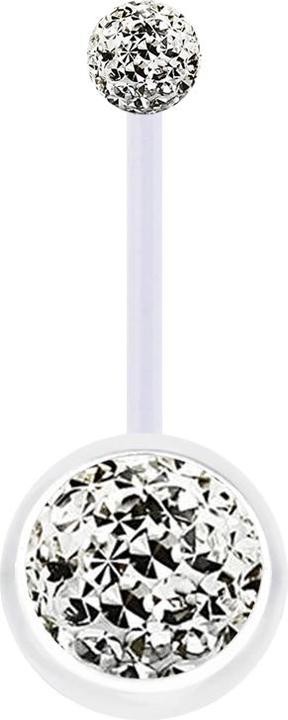Produktbild Star Piercing Banane transparent mit zwei Kristall Kugeln silber Epoxy Schutzschicht (Kunststoff, ohne Messing)
