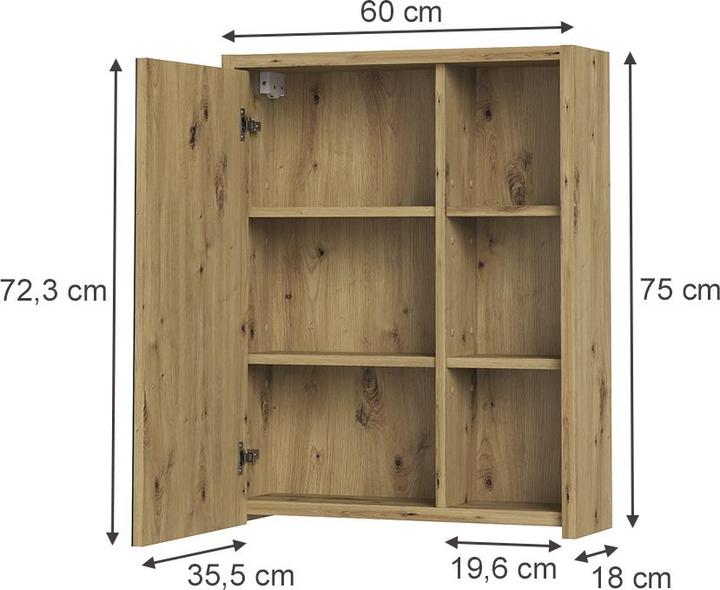 Produktbild Vicco Badspiegelschrank Viola, Cashmere/Artisan-Eiche, 60 x 75 cm (60 x 18 x 75 cm)
