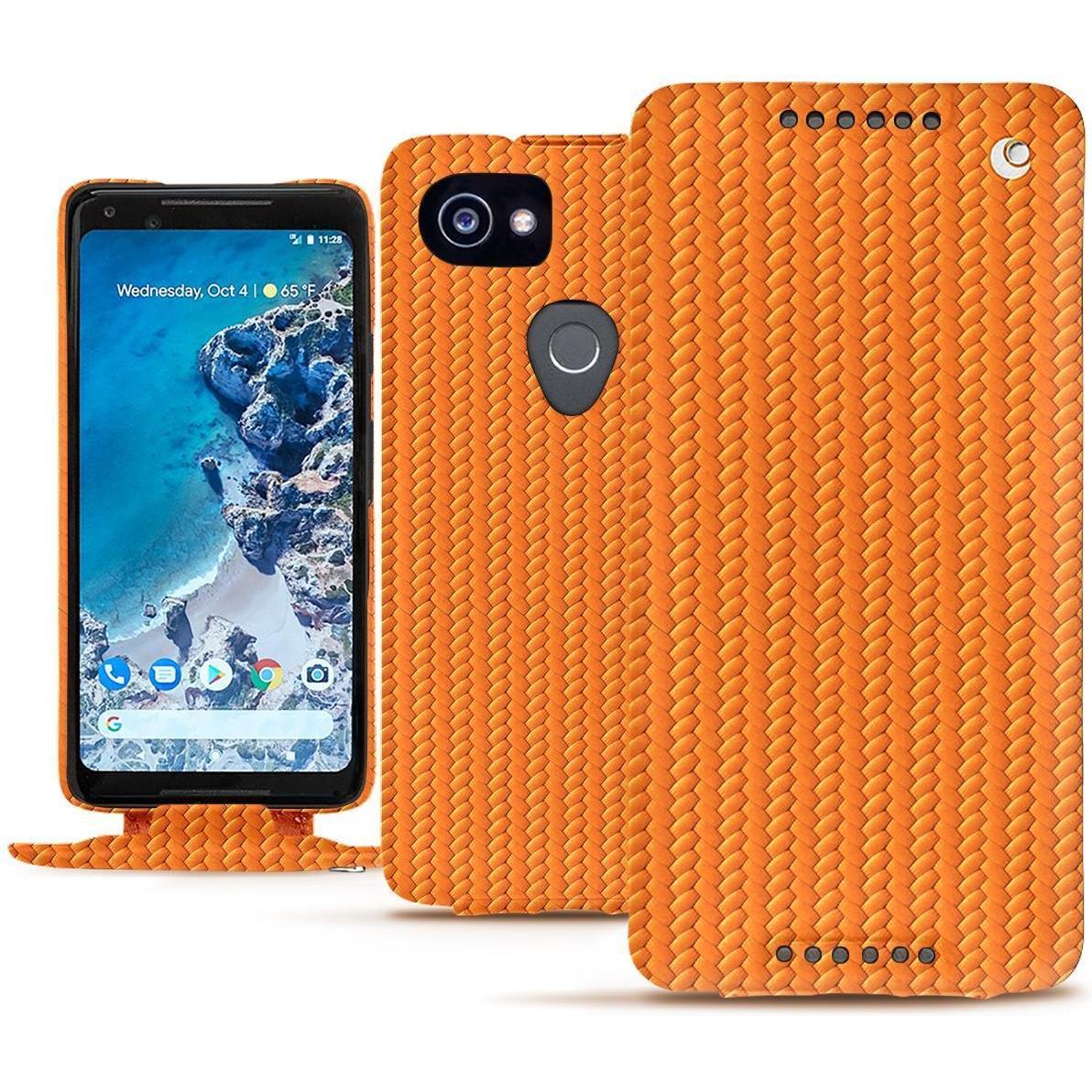 Noreve Lederschutzhülle vertikal (Google Pixel 2 XL), Smartphone Hülle, Orange