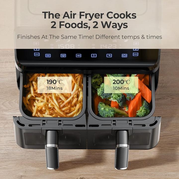 Produktbild Yashe Hot air fryer 1700 W 8 litres double basket touch screen 360 technology fast and healthy