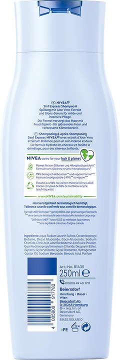 Produktbild NIVEA 2in1 Express Shampoo & Spülung Trio (750 ml, Flüssiges Shampoo)