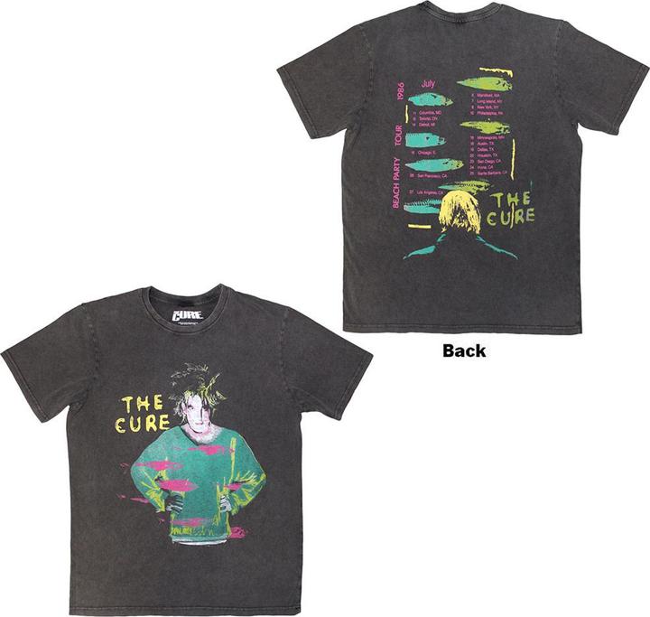The Cure Beach Party Tour 86 Back Print Stone Wash