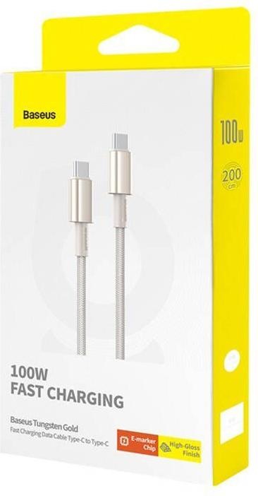 Actual product image Baseus Cable USB-C to USB-C Tungsten Gold, 100W, 2m (gold) (2 m, USB 2.0)
