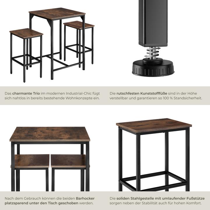 Image du produit tectake Ensemble de bar Inverness (60 x 60 x 91 cm)