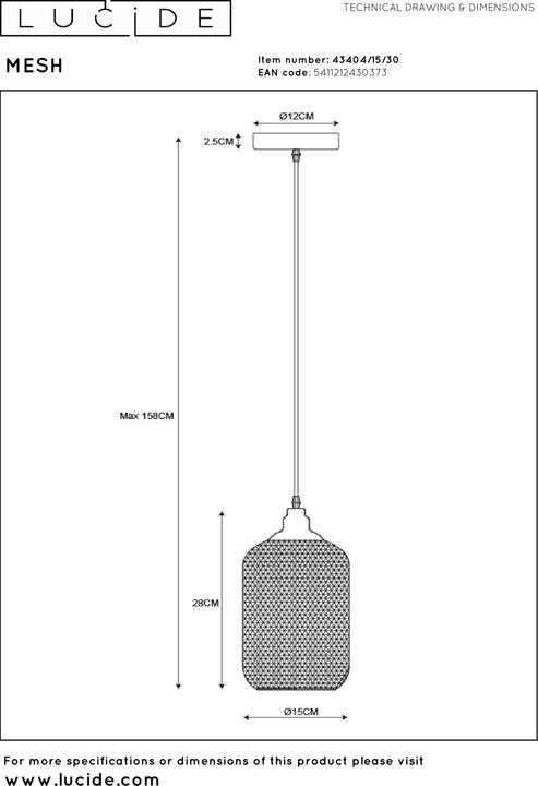 Actual product image Lucide Mesh (E27)