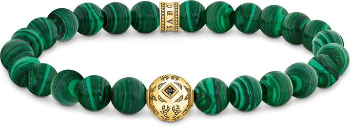 Immagine prodotto Thomas Sabo Bracciale di perline con pietre verdi placcate in oro (16 cm, Argento 925, Doratura in oro giallo 750)