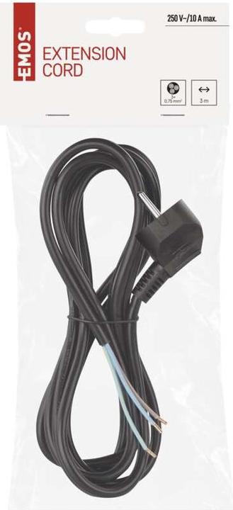 Actual product image Emos Mains cable PVC 3x 0.75mm2, 3m, black (3 m)
