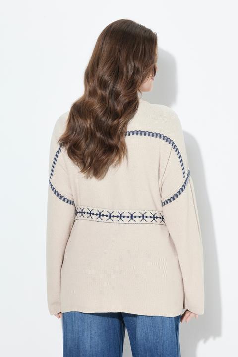 Produktbild Ulla Popken Strickjacke, Zierstreifen, Oversized, Bindegürtel, Langarm (58)