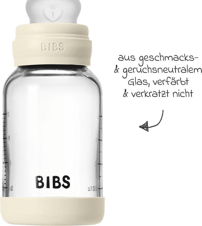Actual product image Bibs - Glass Baby Bottle Round Silicone 1 pack 120 ml Slow Flow - Ivory - 120 ml (120 ml)
