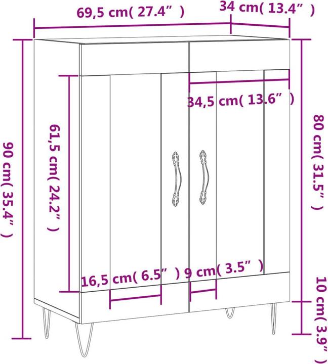 Image du produit vidaXL Sideboard (69.50 x 34 x 90 cm)