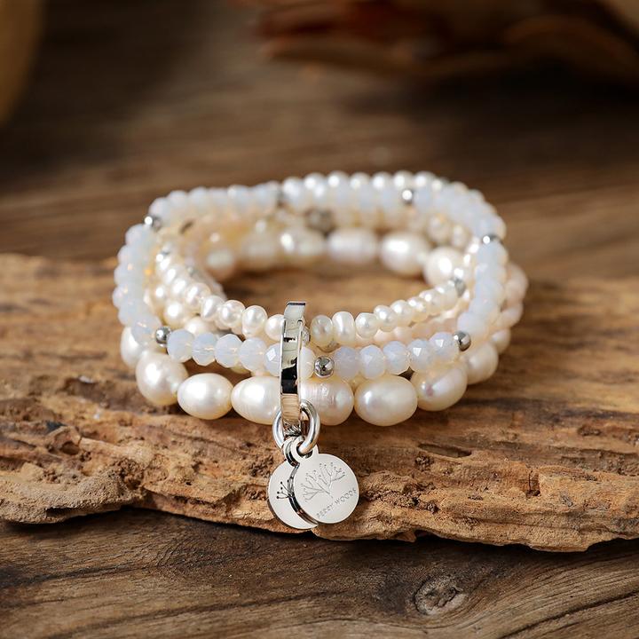 Immagine prodotto Berry Woods Armband mit echten weissen Perlen (Acciaio inossidabile)