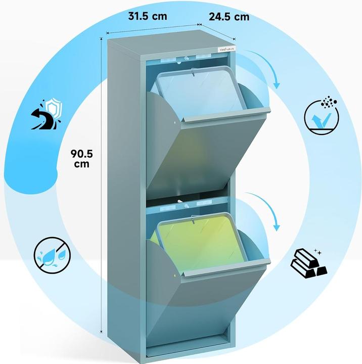 Produktbild Veehaus Mülleimer mit Klappen (2 x 15 L) (30 l)