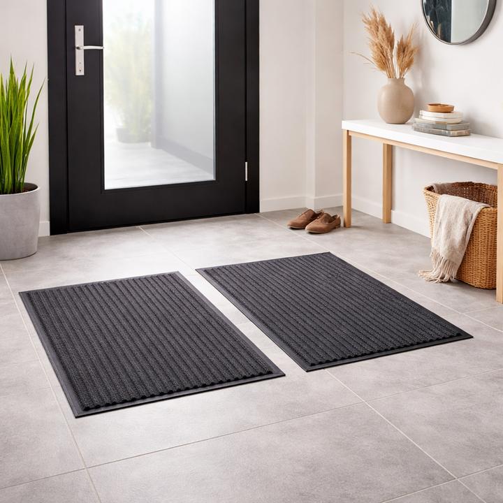 Produktbild Mojawo 2er Schmutzfangmatte Sauberlaufmatte Türmatte Fussmatte 40x60cm grau (60 x 40 cm)