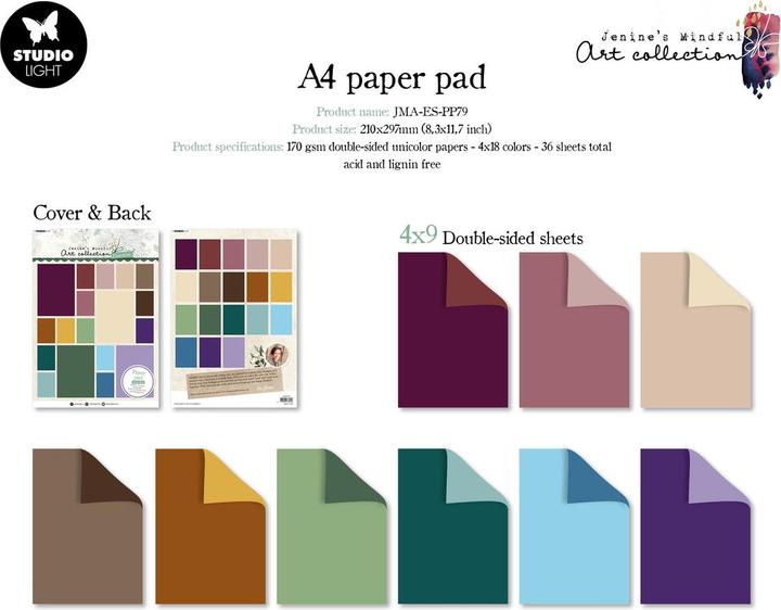 Actual product image art by marlene Paper Pad "Unicolors" 36 Sheets Art Collection Essentials