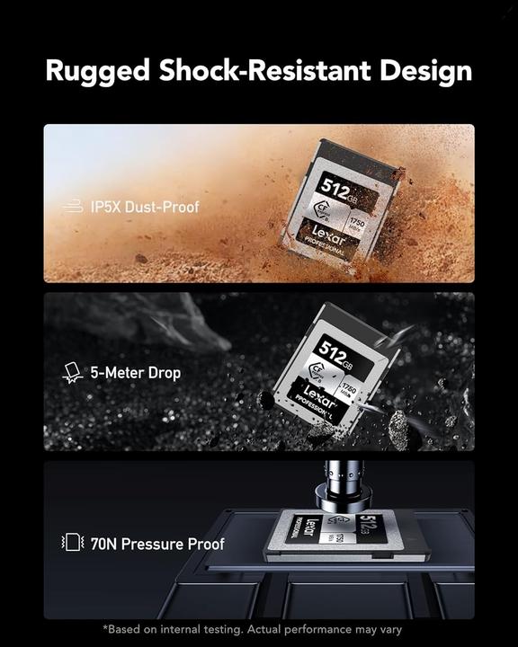 Image du produit Lexar Carte CFexpress Type B, lecture 1750 Mo/s, compatible DSLR et XQD (512 Go, CFexpress type B)