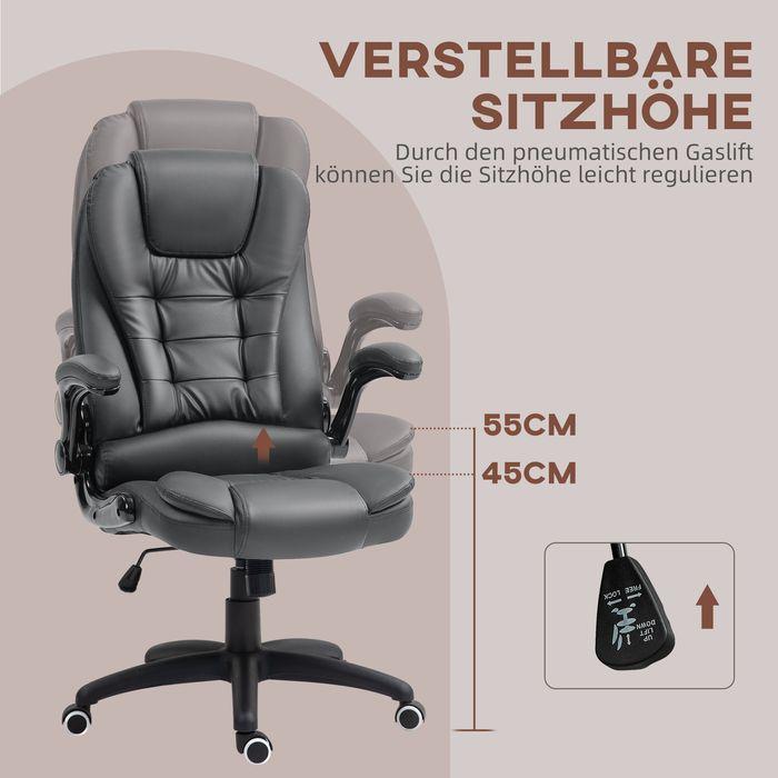 Produktbild Swisshandel24 Bürostuhl, Ergonomisch Chefsessel mit Wippfunktion, Hochklappbare Armlehne, dunkgelgrau