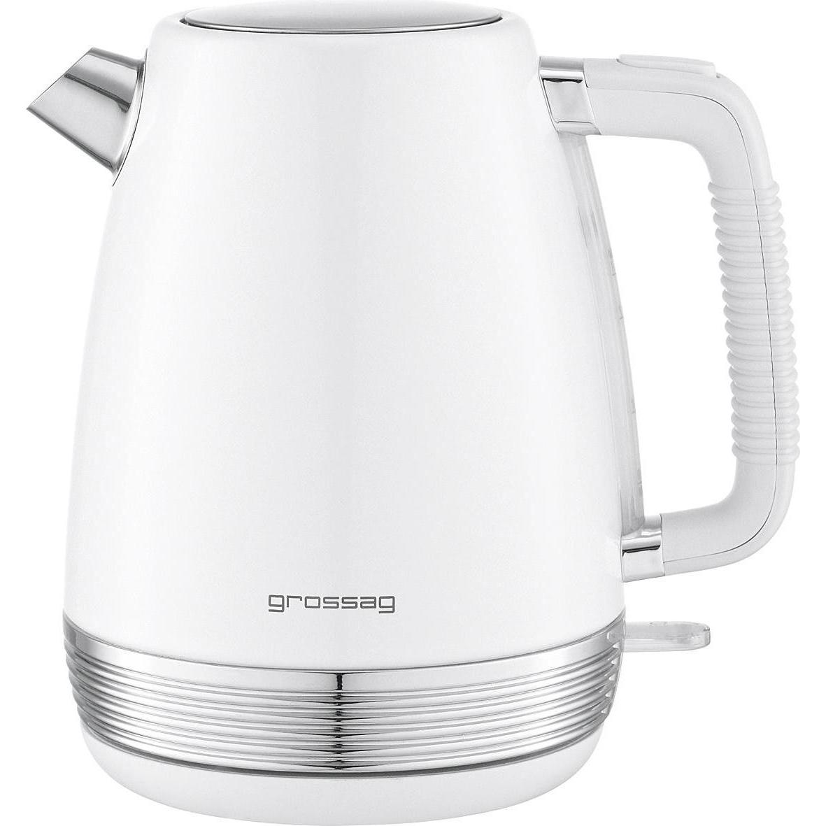 Grossag GRO Wasserkocher 1,7l ws met., Wasserkocher, Weiss