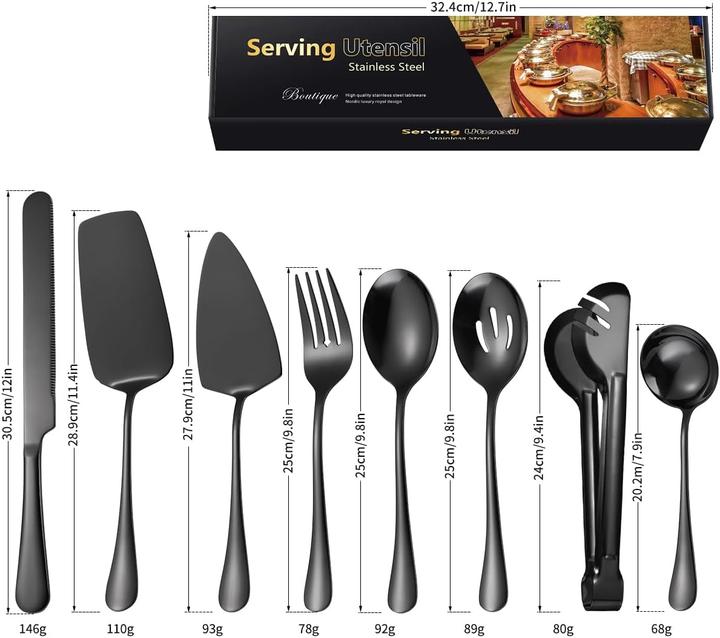 Actual product image Aarainbow 8-teiliges Servierbesteck-Set für Buffet (Cake server, Serving fork, Serving spoon, Serving tongs, Tart knife)