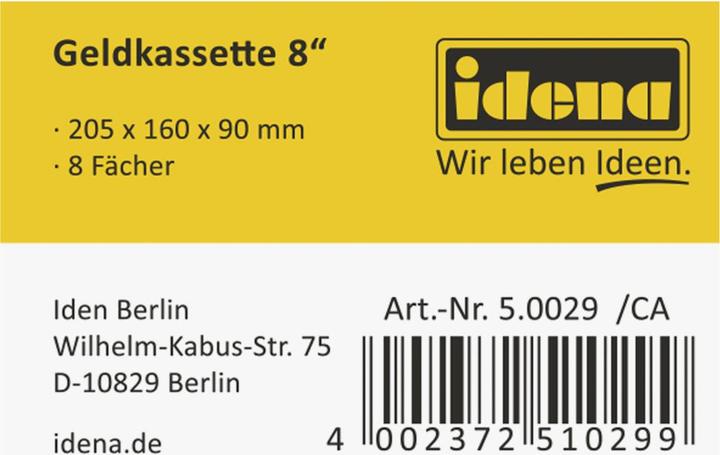 Produktbild Idena Geldkassette 8" 205x160x90mm, rot