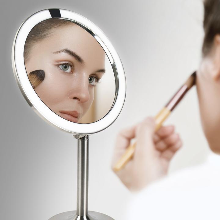 Actual product image Homedics Twist Make-up-Spiegel Freistehend Rund Edelstahl (16 x 16 x 37 cm)