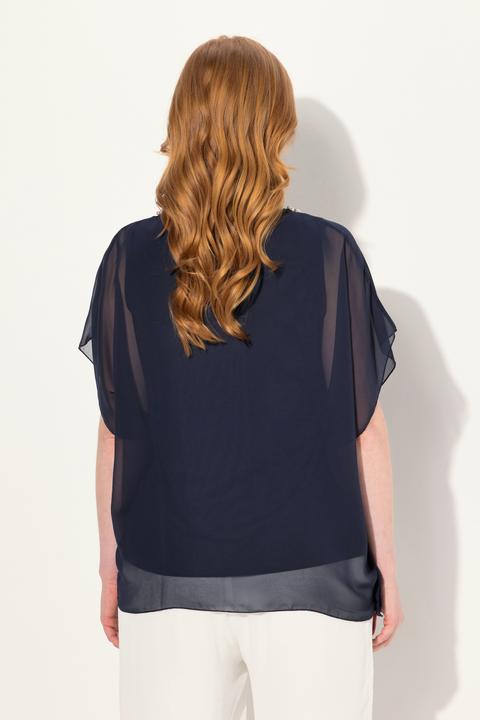 Immagine prodotto Ulla Popken Blusa a doppio strato di chiffon con scollo a V e mezze maniche (54)