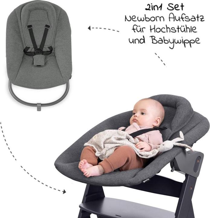 Actual product image Hauck Highchairs Alpha Plus Natural 4-piece Newborn Set - Highchair + 2in1 (Stair high chair)