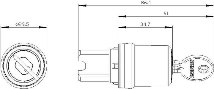 Produktbild Siemens Key switch Head 22mm round metal O-I