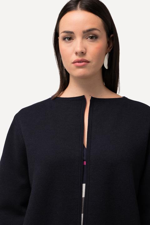 Immagine prodotto Ulla Popken Cardigan lungo in maglia double face con collo con risvolti (46, 48)