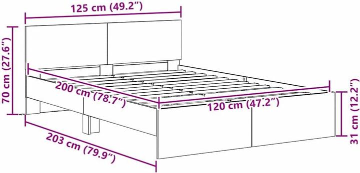 Produktbild vidaXL Bettrahmen (120 x 200 cm)
