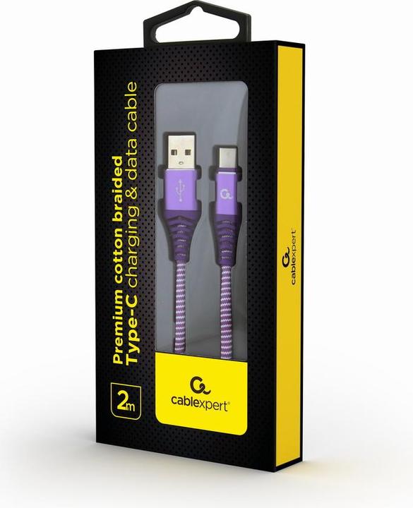 Image du produit Gembird CC-USB2B-AMCM-2M-PW Câble USB 2.0 USB A USB C Violet (2 m, USB 2.0)