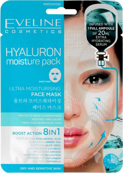Actual product image Eveline Hyaluron Moisture Pack Ultra Moisturising Face Mask ultra-moisturising faceplate mask