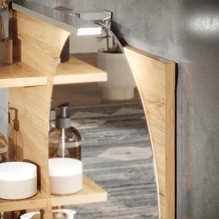 Actual product image Vicco Bathroom mirror cabinet Avena, Oak, 80 x 50 cm with 3 open compartments (80 x 13.50 x 50 cm)