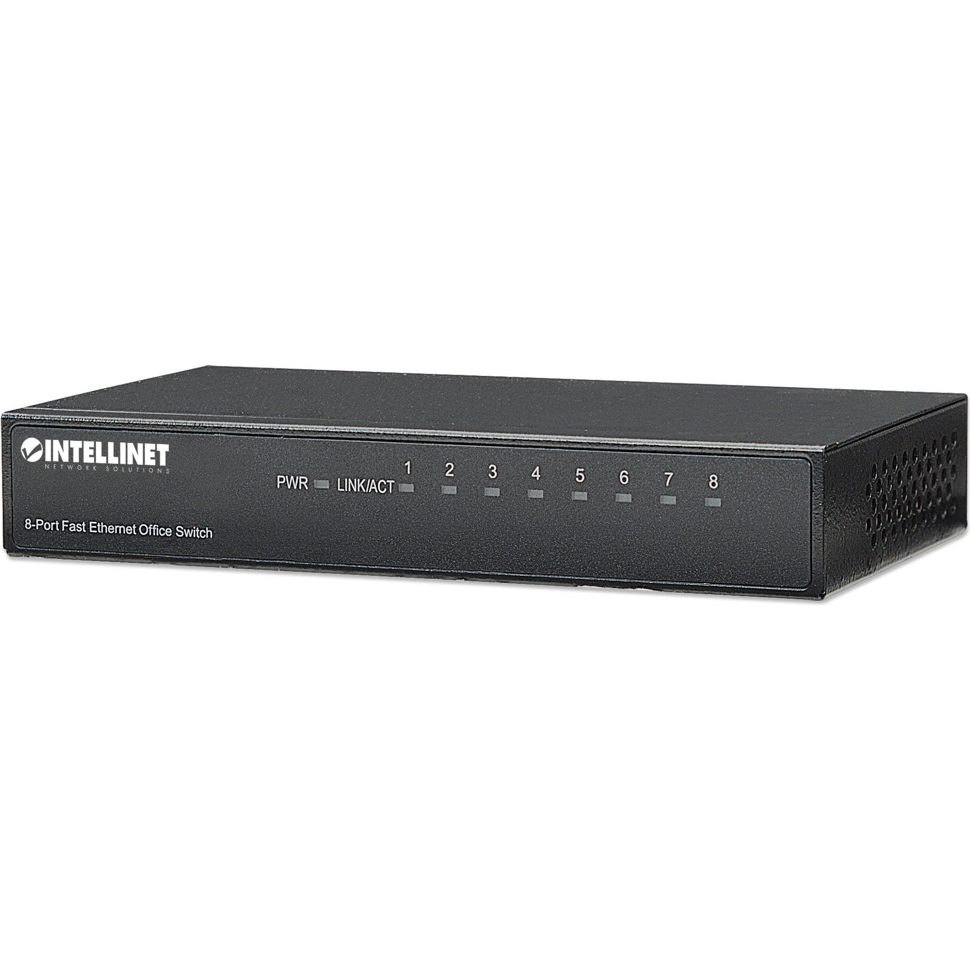 Intellinet Fast Ethernet Office Switch (8 Ports), Netzwerk Switch, Schwarz