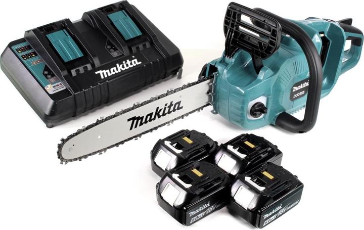 Makita DUC 353 PG4 Batterie tronçonneuse 36V ( 2x18V ) Brushless 35 cm + 4x 6,0 Ah batterie + double (Tronçonneuse à batterie)