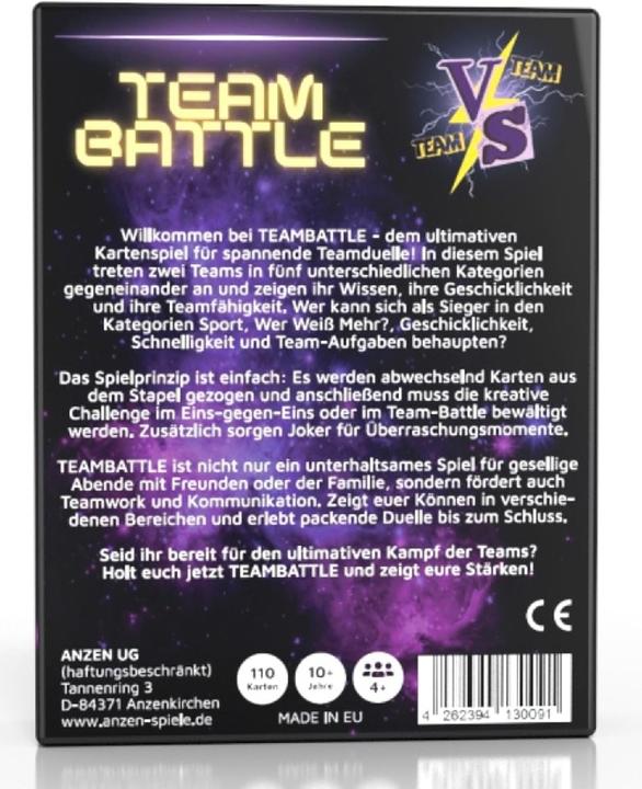 Produktbild Anzen Spiele ANZEN - TEAMBATTLE - Das Kartenspiel (Deutsch, 4 - 12 Spieler)