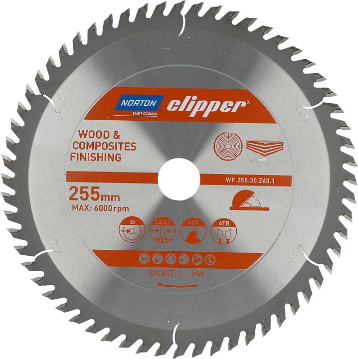 Norton Clipper PIŁA TARCZOWA 250mm x 30mm x 60z DREWNO I KOMPOZYTY ATB (3.2 / 2.2)