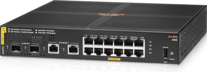 Productafbeelding HPE Aruba 6100 12G Class4 PoE 2G/2SFP+ 139W schakelaar (12 ports)