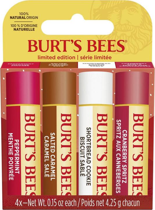 Burt's Bees Lippenbalsam-Geschenkset Shortbread Cookie Cranberry Spritz Salted Caramel Peppermint 4x4.25g F (Lippenbalsam)