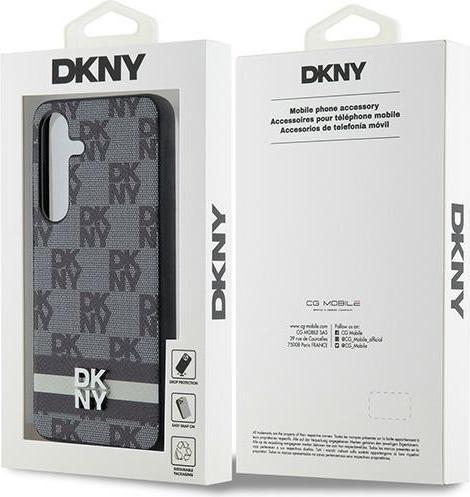 Actual product image DKNY DKHCSPCPTSSK S921 czarny/black hardcase Leather Checkered Mono Pattern & Printed Stripes (Samsung Galaxy S24)