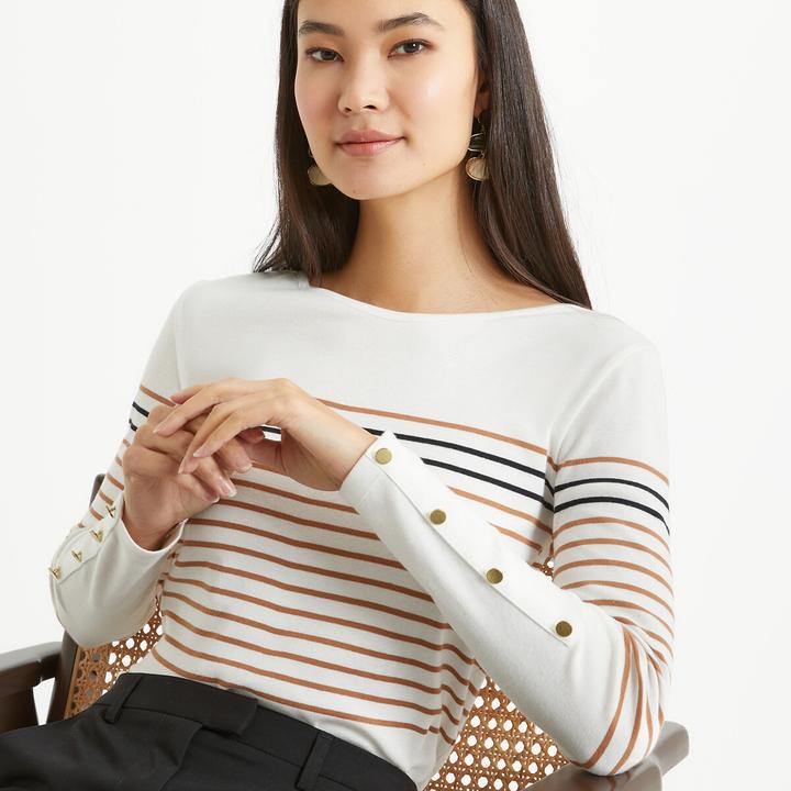 Produktbild Anne Weyburn Gestreiftes Rundhals-Shirt mit langen Ärmeln (48)