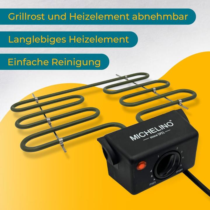 Produktbild Michelino Tischgrill Elektrogrill BBQ-Grill Grillplatte Tischbräter (2 kW)